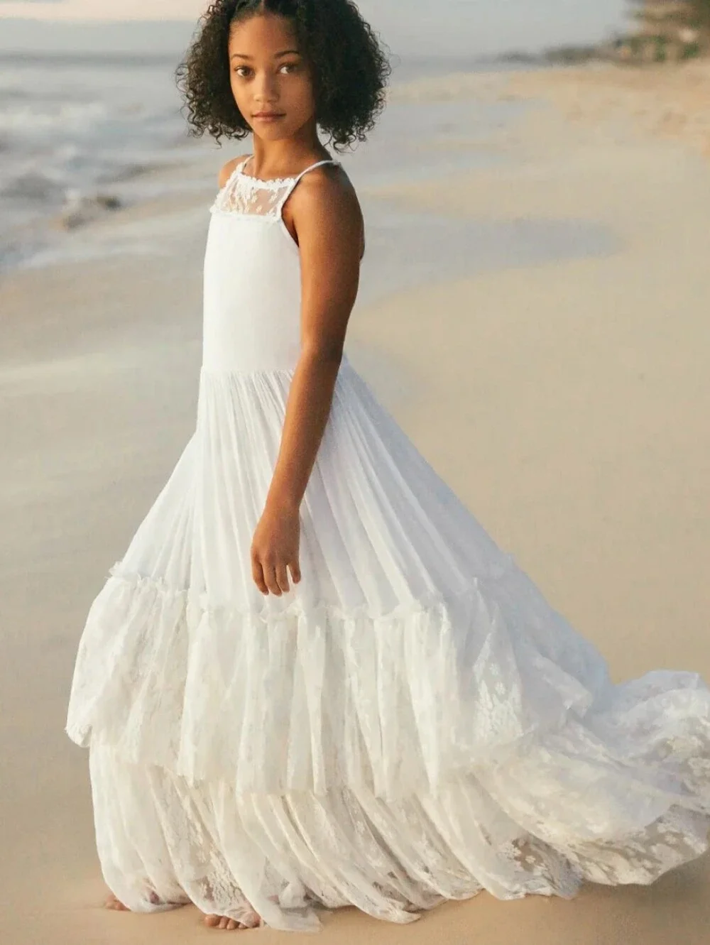 Joyfolie Catrin Dress in White Girls' Sleeveless Lace Trim Party Dress Size 7